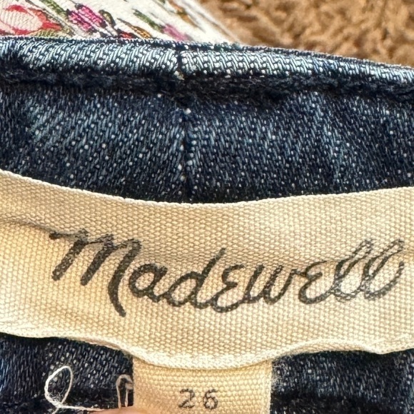 Madewell Utility Denim Zipper Front 70s Hippie Mini Blue Jean Skirt Size 26 - Picture 12 of 12